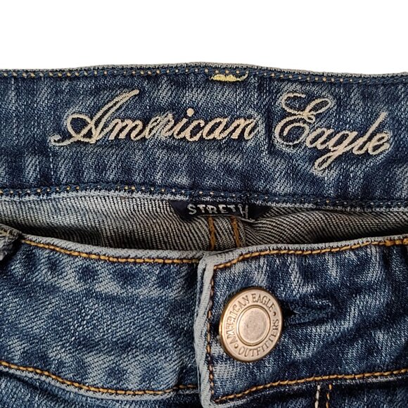 American Eagle Jeans Women 2 28x31 Stretch Skinny Low Rise Denim Medium Wash - Picture 3 of 13
